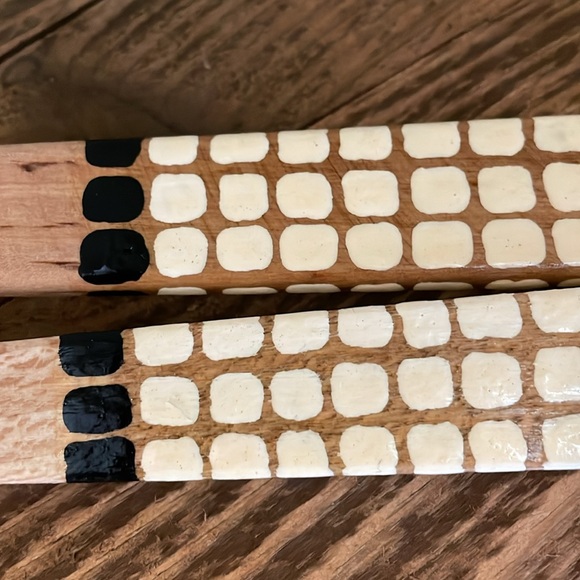 Artisan-made in Portugal Wooden Serving Spoon and Fork, hand-painted, ~14” - Picture 8 of 9